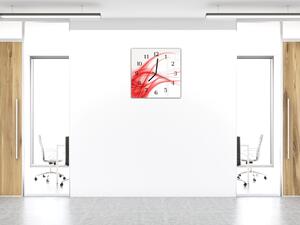 Nástenné hodiny 30x30cm červeny abstrakt na bielom - plexi