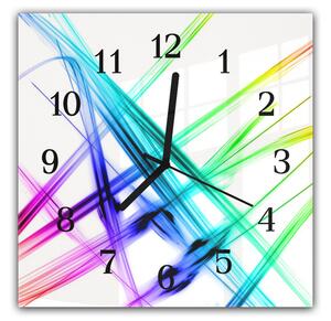 Nástenné hodiny 30x30cm abstraktné farebné lúče - plexi