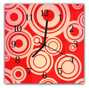Nástenné hodiny 30x30cm červený retro vzor - plexi