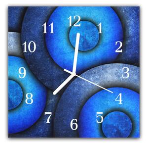 Nástenné hodiny 30x30cm okrúhly vzor modrý abstrakt - plexi