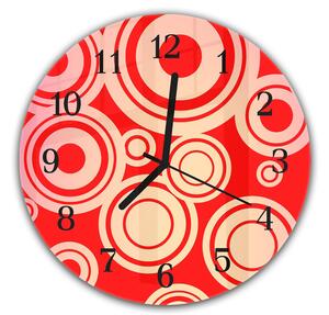 Nástenné hodiny okrúhle pr.30cm abstraktné červené retro - plexi