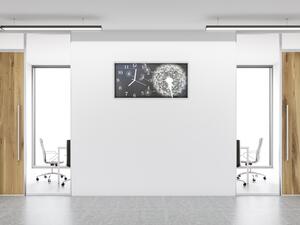 Nástenné hodiny 30x60cm abstrakt odkvitnutá púpava - kalené sklo