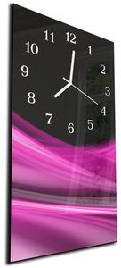 Nástenné hodiny 30x60cm sýto fialová vlna na čiernom - plexi