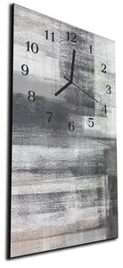 Nástenné hodiny 30x60cm abstraktná maľba šedo béžová - plexi