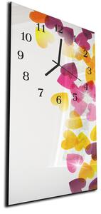 Nástenné hodiny 30x60cm farebné lístky srdiečka - plexi