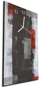 Nástenné hodiny 30x60cm maľba červeno čierny abstrakt - plexi