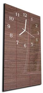 Nástenné hodiny 30x60cm hnedý zviazaný trstina - kalené sklo