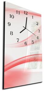 Nástenné hodiny 30x60cm abstraktná jemne červená vlna - plexi