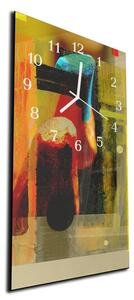 Nástenné hodiny 30x60cm abstraktná farebná olejomaľba - plexi