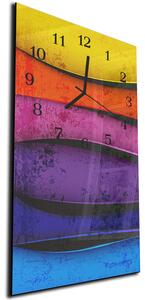 Nástenné hodiny 30x60cm abstraktné pruhy sýtych farieb - plexi