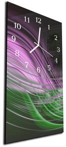 Nástenné hodiny 30x60cm abstraktná fialovo zelená vlna - plexi