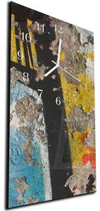 Nástenné hodiny 30x60cm starý oprýskaný múr s grafitmi - kalené sklo