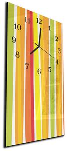 Nástenné hodiny 30x60cm farebné žlto zelené zvislé pruhy - plexi