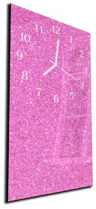 Nástenné hodiny 30x60cm abstraktné ružové trblietky - plexi