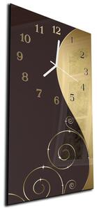 Nástenné hodiny 30x60cm decentný hnedo béžový abstrakt - plexi