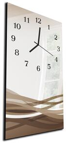 Nástenné hodiny 30x60cm hnedá maľovaná vlna - plexi
