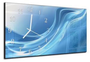 Nástenné hodiny 30x60cm modrá plastická vlna - plexi