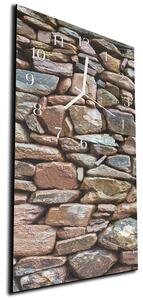 Nástenné hodiny 30x60cm detail kamenný múr - plexi