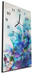 Nástenné hodiny 30x60cm abstraktné modré kvety - plexi