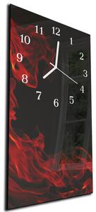 Nástenné hodiny 30x60cm červený plameň na čiernom - plexi