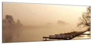 Obraz sklenený jazero v hmle - 30 x 60 cm