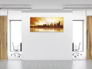 Obraz sklenený mesto v západu slnka - 50 x 100 cm