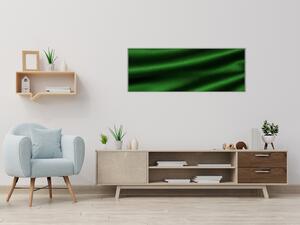 Obraz sklenený abstrakt zelená tkanina - 34 x 72 cm