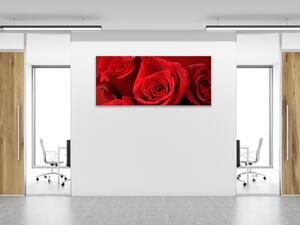 Obraz sklenený detaily kvetov červených ruží - 30 x 40 cm
