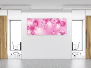 Obraz sklenený abstraktné ružové kvety - 50 x 100 cm