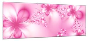 Obraz sklenený abstraktné ružové kvety - 50 x 100 cm