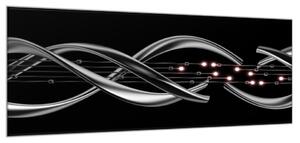 Obraz sklenený abstraktné čierno šedá vlna - 40 x 60 cm