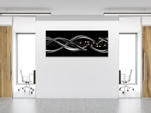 Obraz sklenený abstraktné čierno šedá vlna - 50 x 100 cm