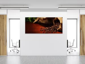 Obraz sklenený rozsypaná káva z vreca - 50 x 100 cm
