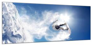 Obraz sklenený zimný snowboard - 40 x 60 cm