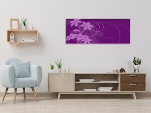 Obraz sklenený abstraktný fialový kvet - 50 x 100 cm