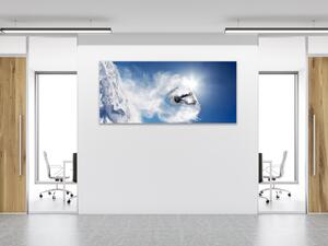 Obraz sklenený zimný snowboard - 50 x 100 cm