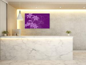 Obraz sklenený abstraktný fialový kvet - 50 x 100 cm