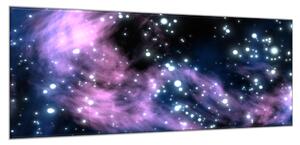 Obraz sklenený fialová hmlovina - 34 x 72 cm