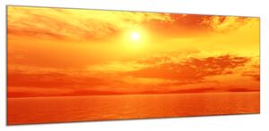 Obraz sklenený západ slnka nad morom - 34 x 72 cm