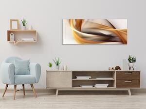 Obraz sklenený abstrakt oranžovo hnedá vlna - 30 x 60 cm