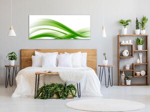 Obraz sklenený zelená vlna biele pozadie - 30 x 60 cm