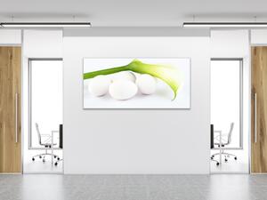 Obraz sklenený kvet biela kala a vajcia - 40 x 60 cm