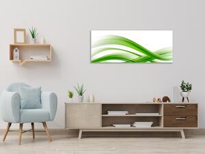 Obraz sklenený zelená vlna biele pozadie - 60 x 150 cm