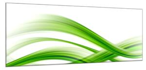 Obraz sklenený zelená vlna biele pozadie - 50 x 100 cm
