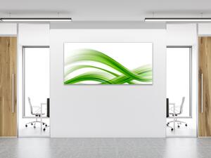Obraz sklenený zelená vlna biele pozadie - 30 x 40 cm