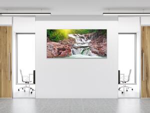 Obraz sklenený les a rieka - 30 x 60 cm