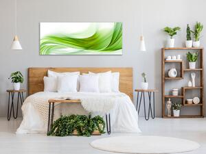Obraz sklenený abstrakt zelená vlna - 50 x 100 cm