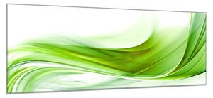 Obraz sklenený abstrakt zelená vlna - 34 x 72 cm