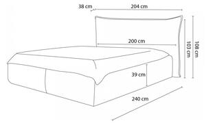 Béžová zamatová čalúnená dvojlôžková posteľ s úložným priestorom s roštom 160x200 cm Jade - Bobochic Paris