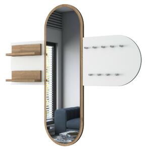 Nástenný vešiak so zrkadlom Pomi White and Walnut